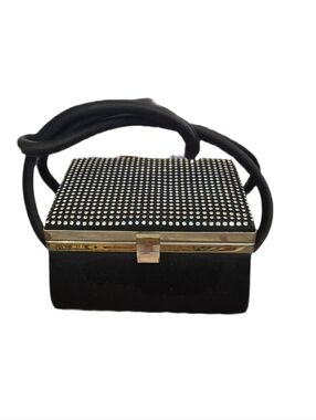 La Regale 50s/60s Black Rhinestone Top-Handle Evening Bag